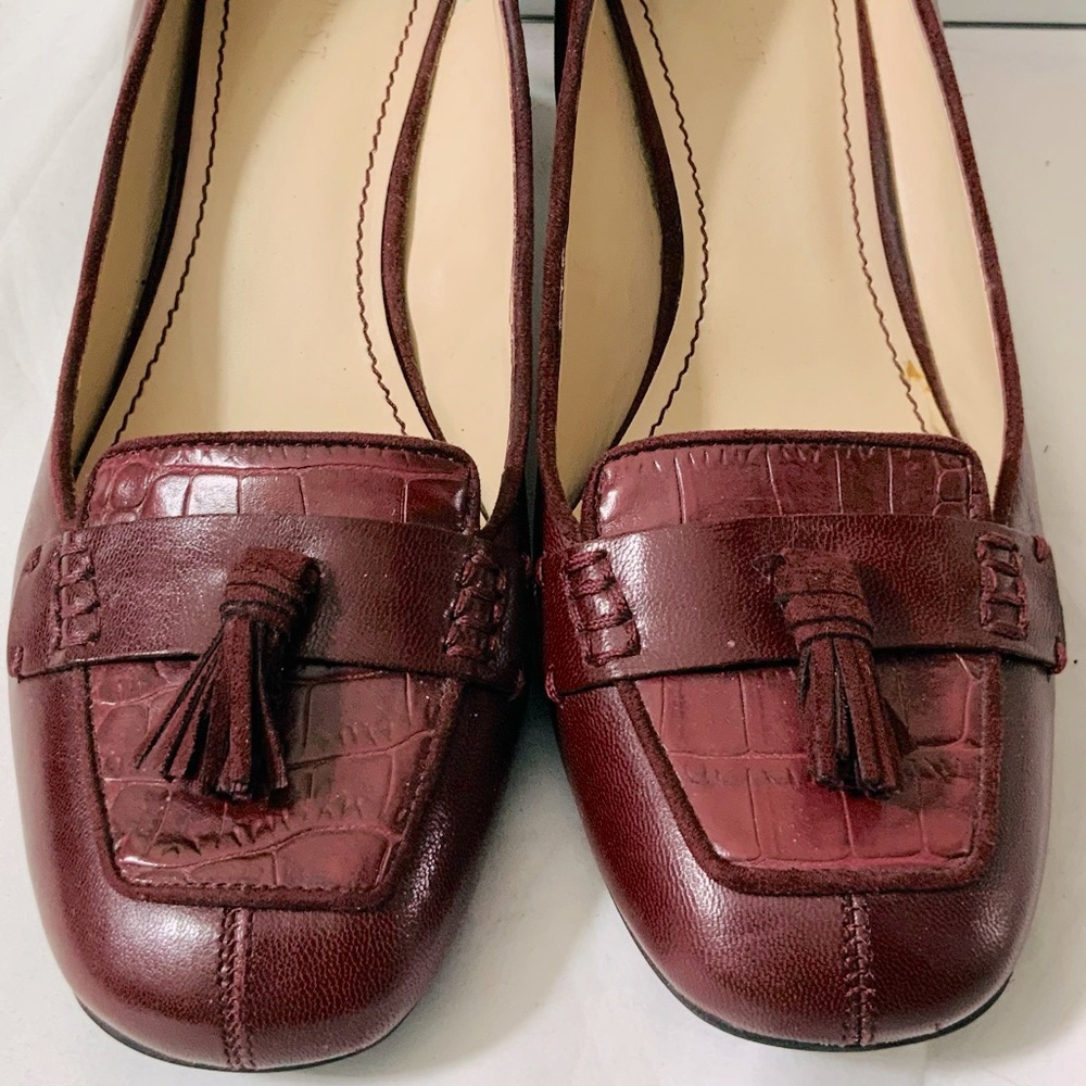 Nine West Burgundy Leather Croc Embossed Loafer NWOT - Picture 2 of 11